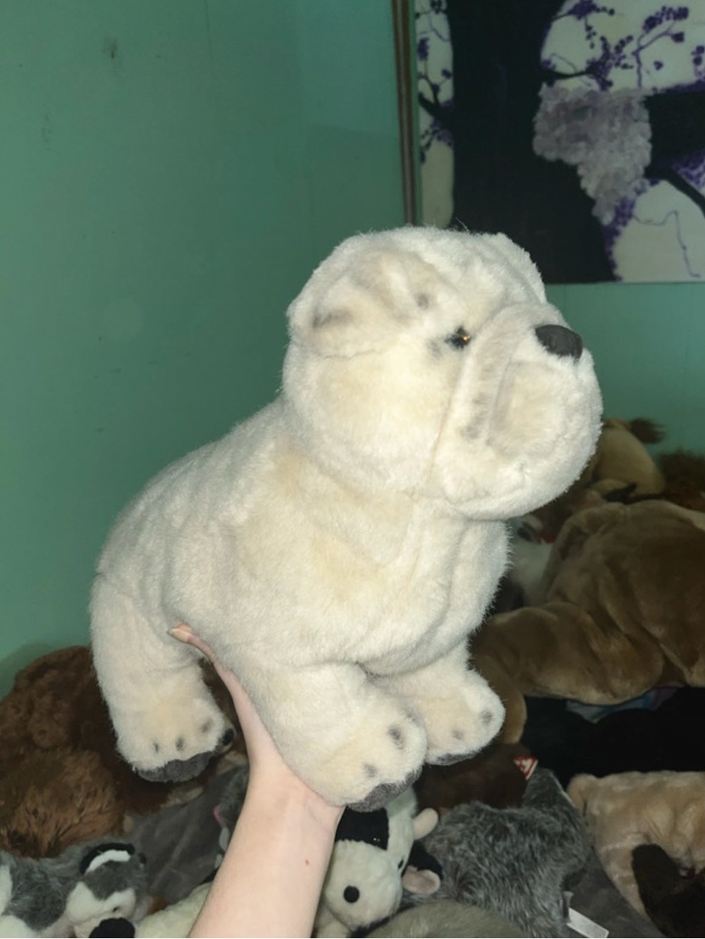 Vintage plushland white sharpei plush dog stuffed animal